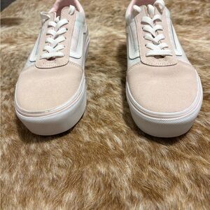 Vans Women's Blush and White Platform Sneakers